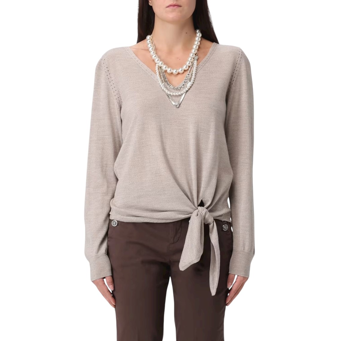 Maglia in lana vergine Liu Jo con scollo a V