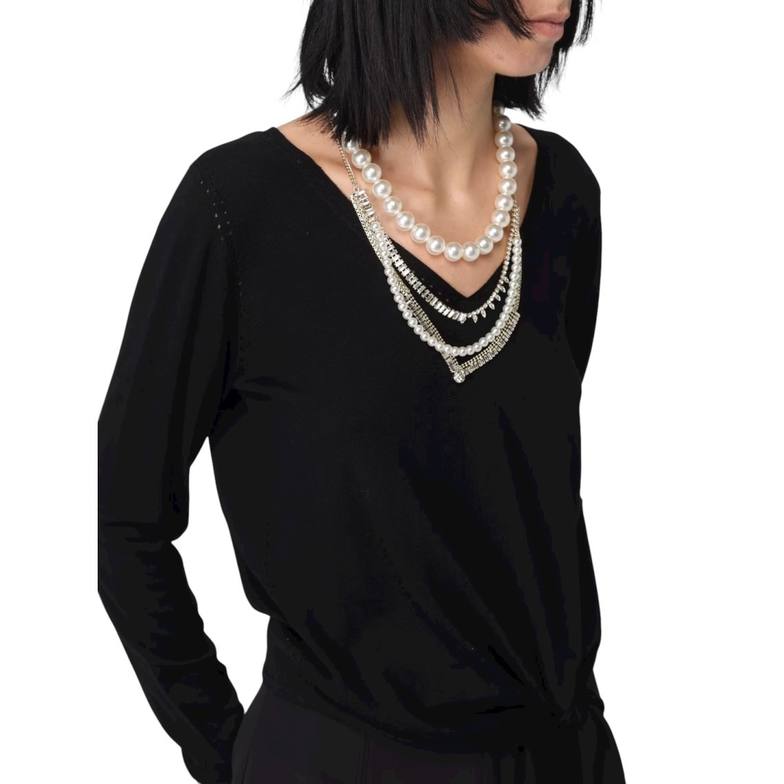 Maglia in lana vergine Liu Jo con scollo a V