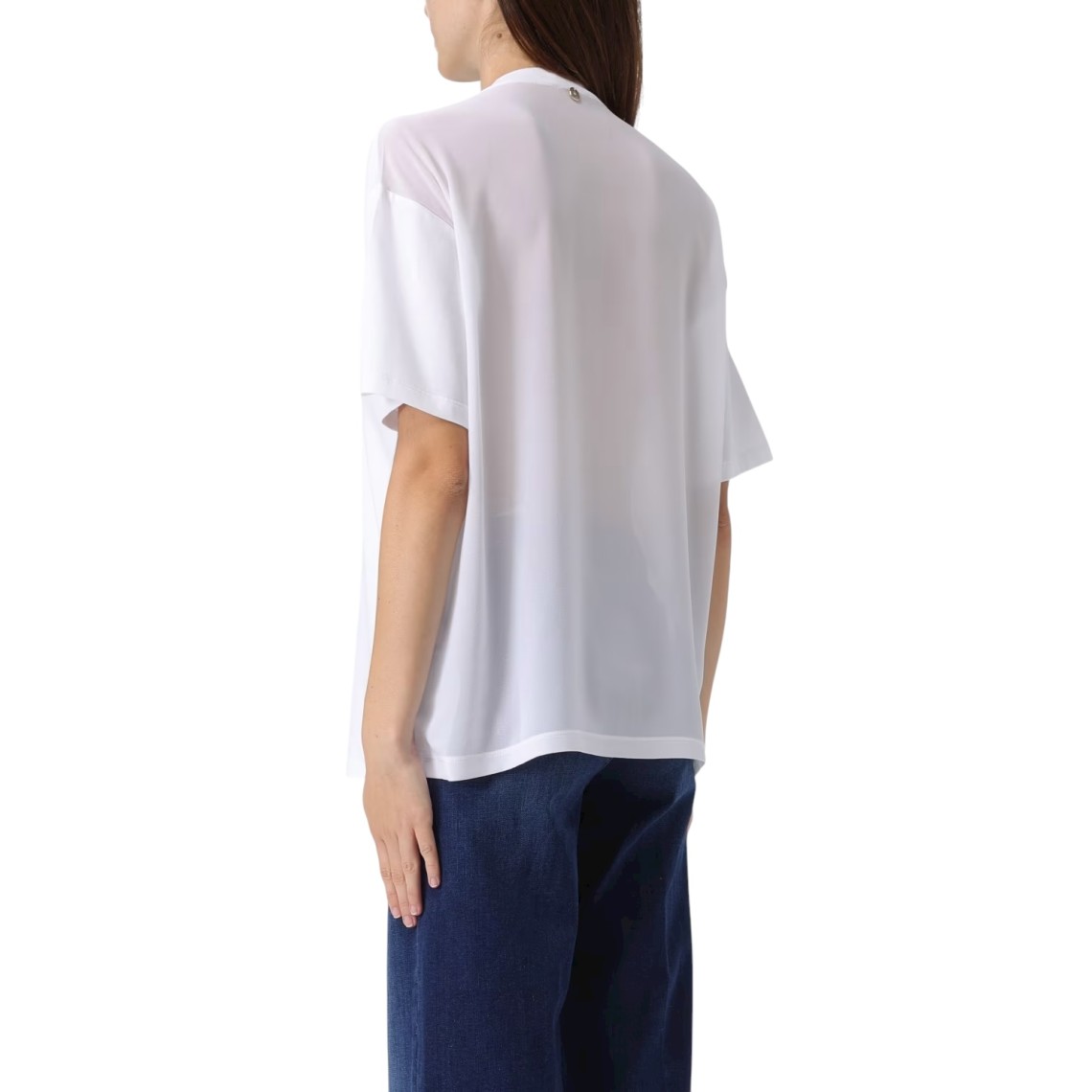 T-shirt in cotone con perle e strass Liu Jo