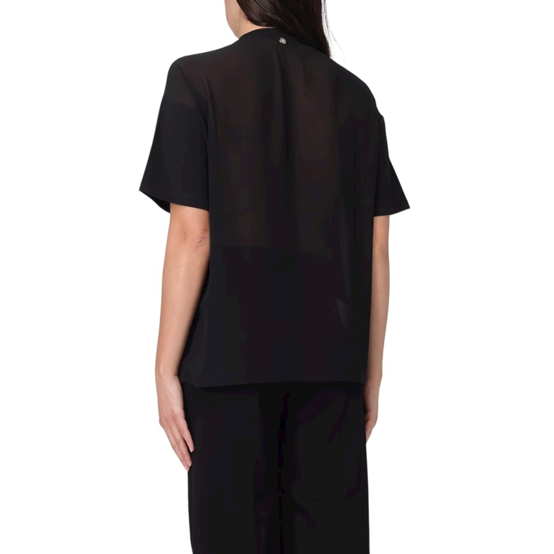 T-shirt in cotone con perle e strass Liu Jo