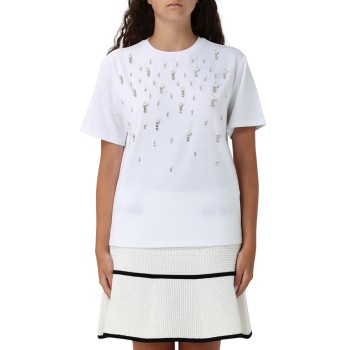 T-shirt con strass e perle all-over Liu Jo