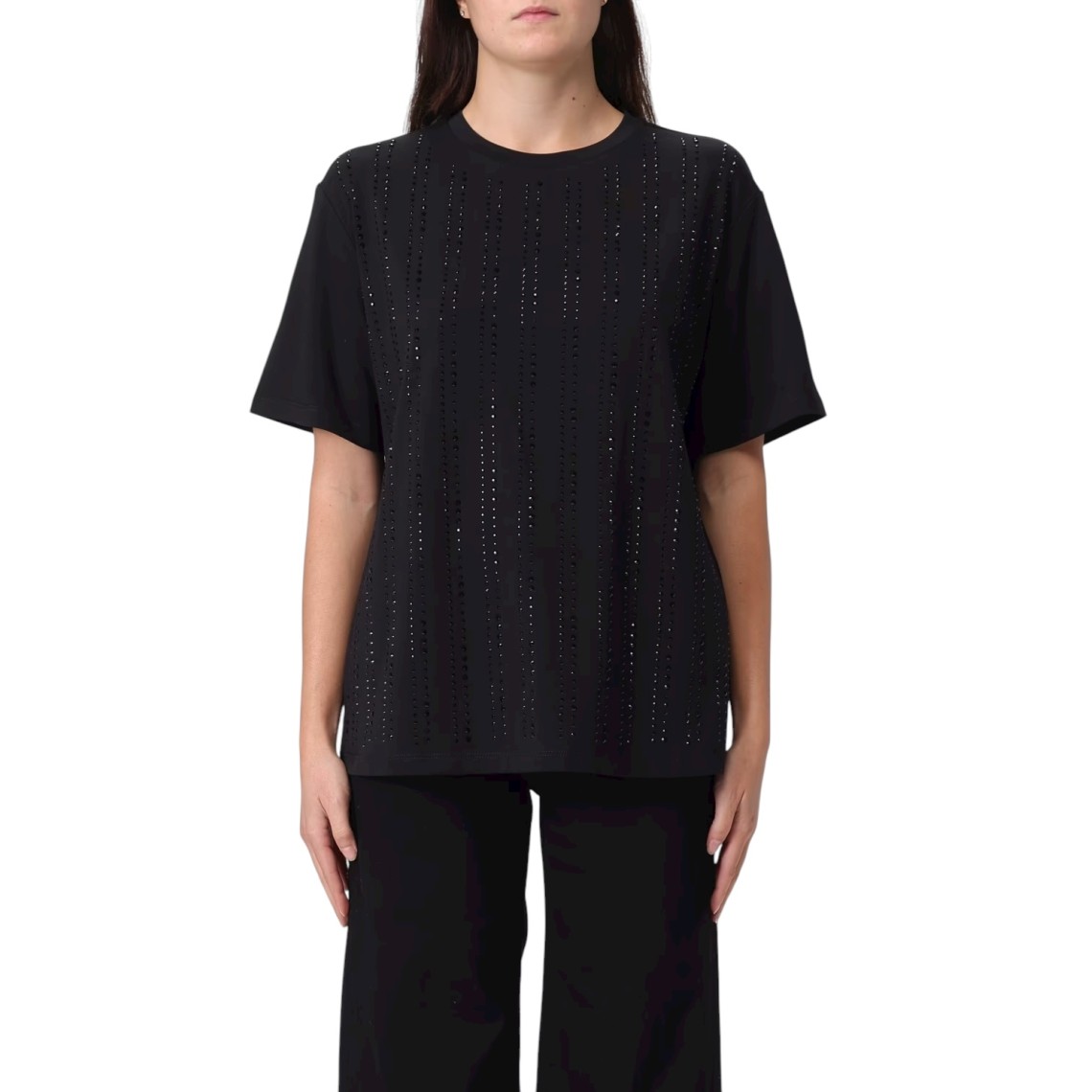 T-shirt con strass e perle all-over Liu Jo