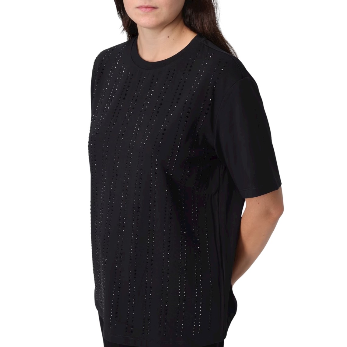T-shirt con strass e perle all-over Liu Jo