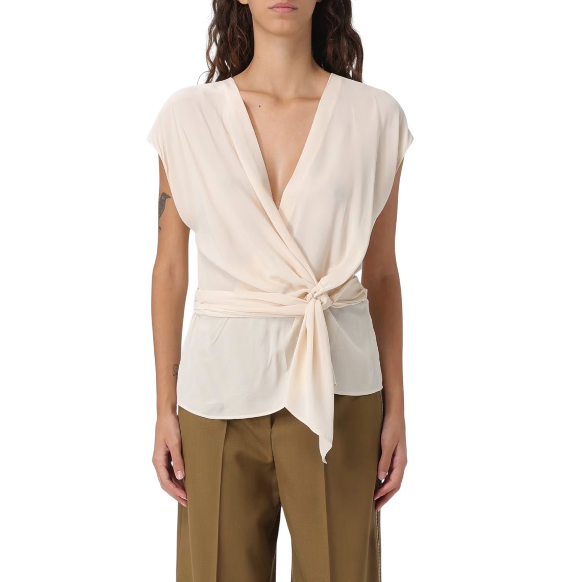Top in crêpe de chine Liu Jo con scollo incrociato