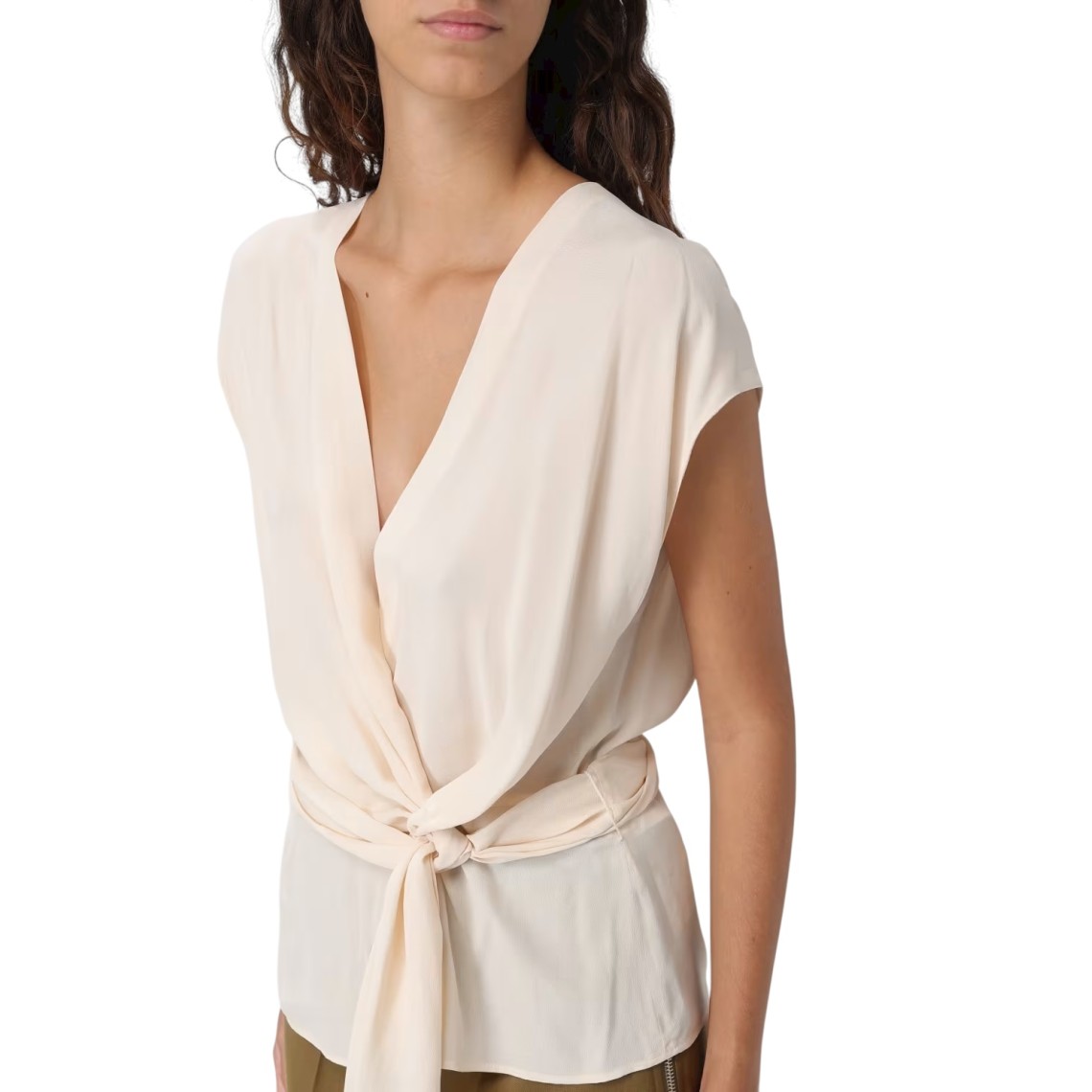 Top in crêpe de chine Liu Jo con scollo incrociato