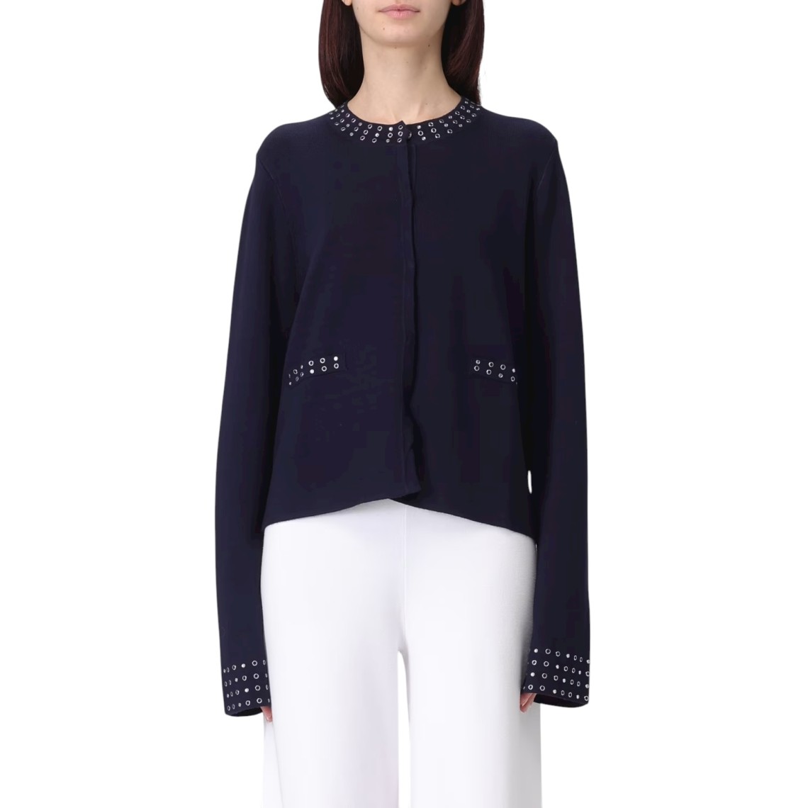 Cardigan in viscosa con occhielli Liu Jo