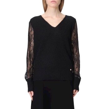 Maglia a v con maniche in pizzo Liu Jo