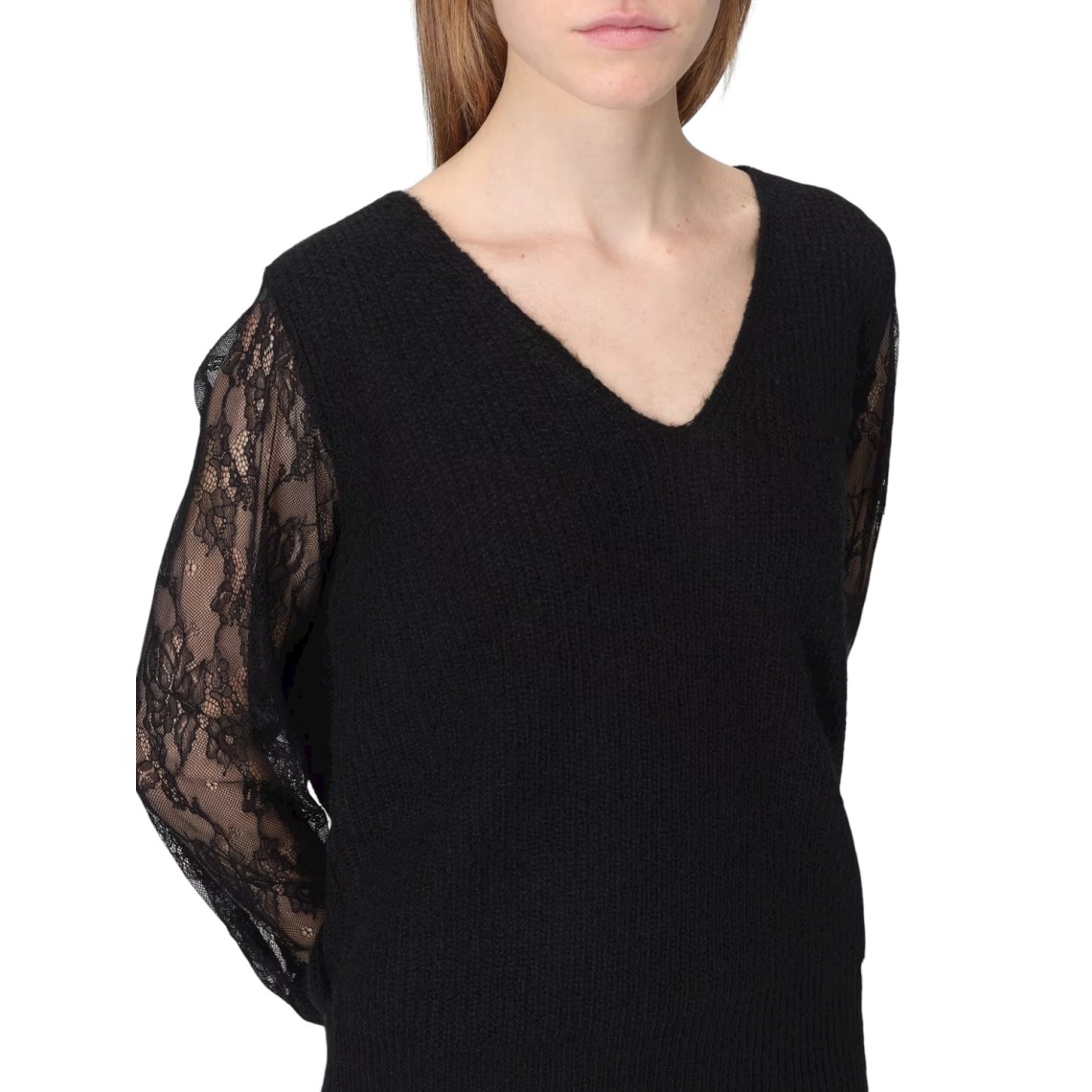 Maglia a v con maniche in pizzo Liu Jo