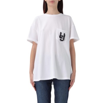 T-shirts in cotone con logo gioiello Liu Jo