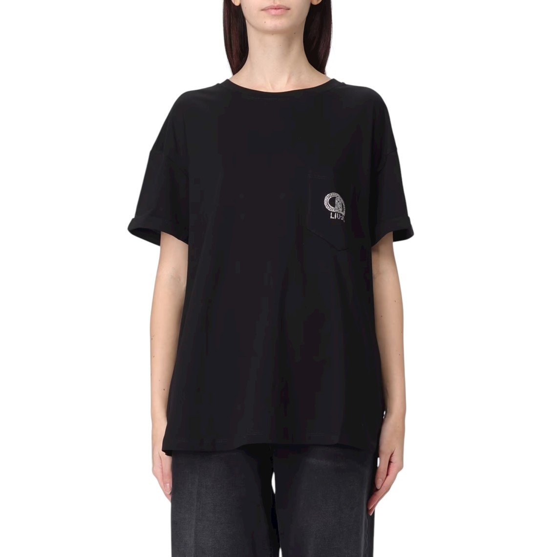 T-shirts in cotone con logo gioiello Liu Jo