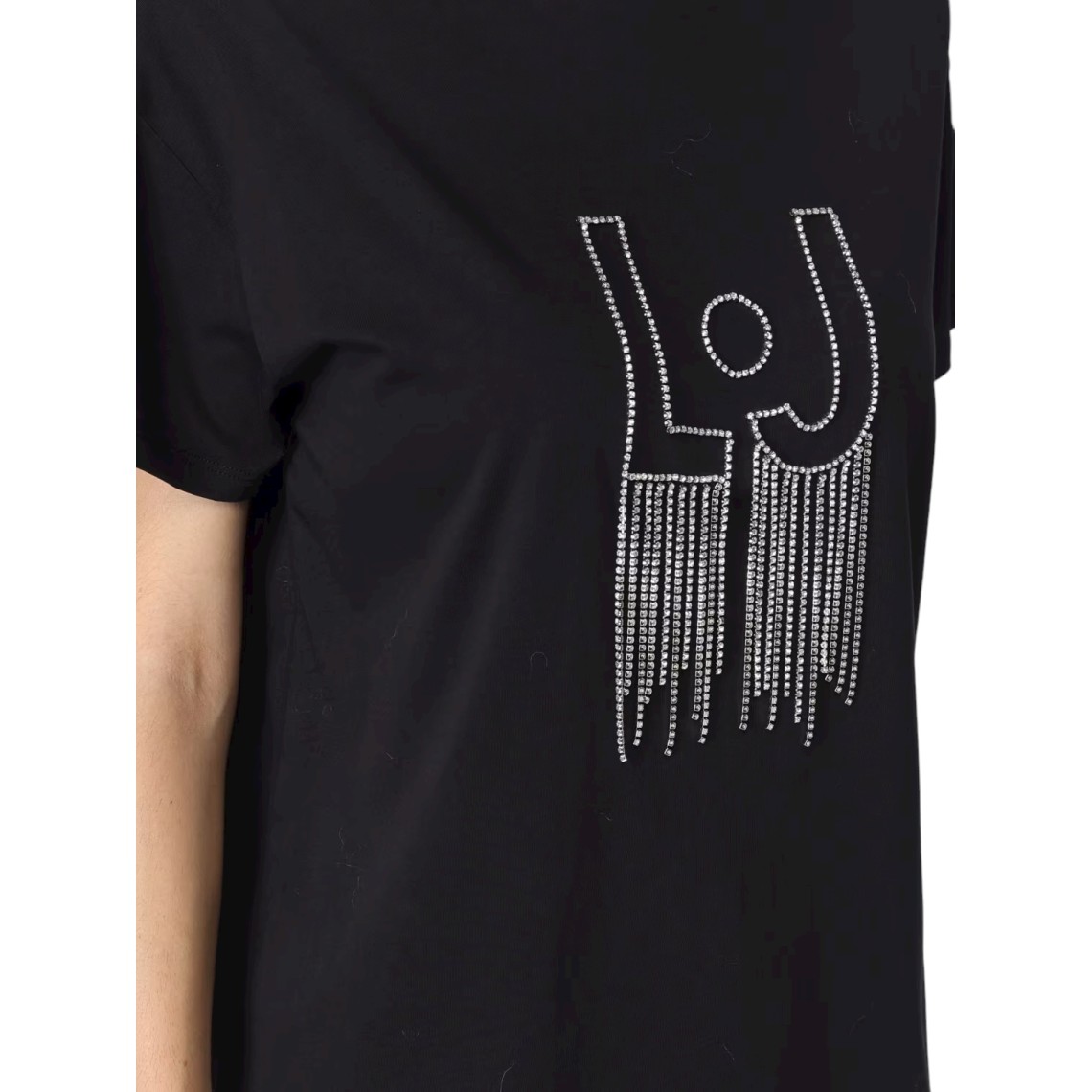 T-shirt in cotone con strass Liu Jo