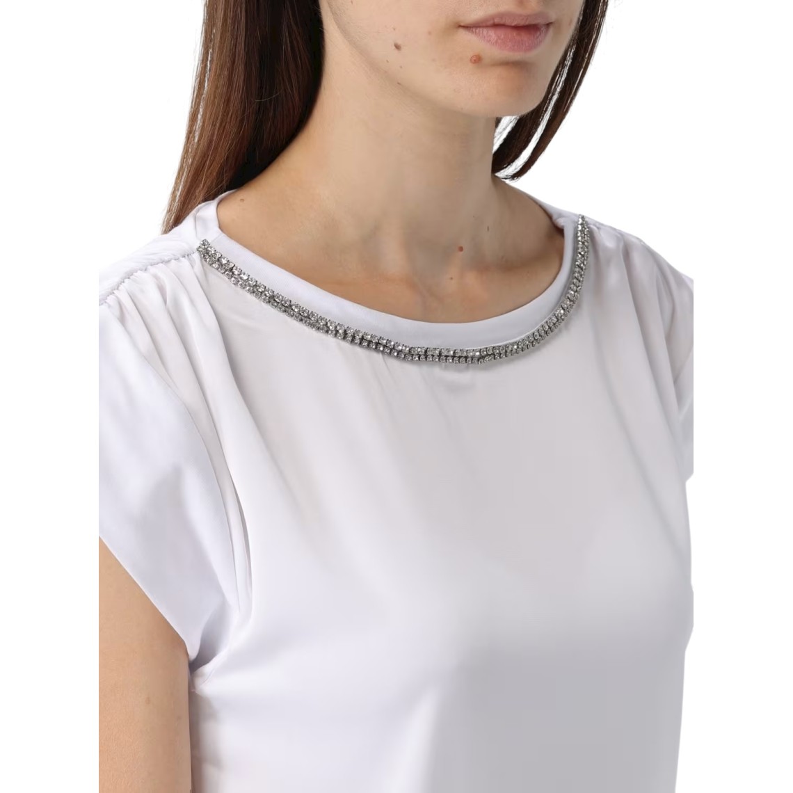 T-shirt in cotone con strass Liu Jo