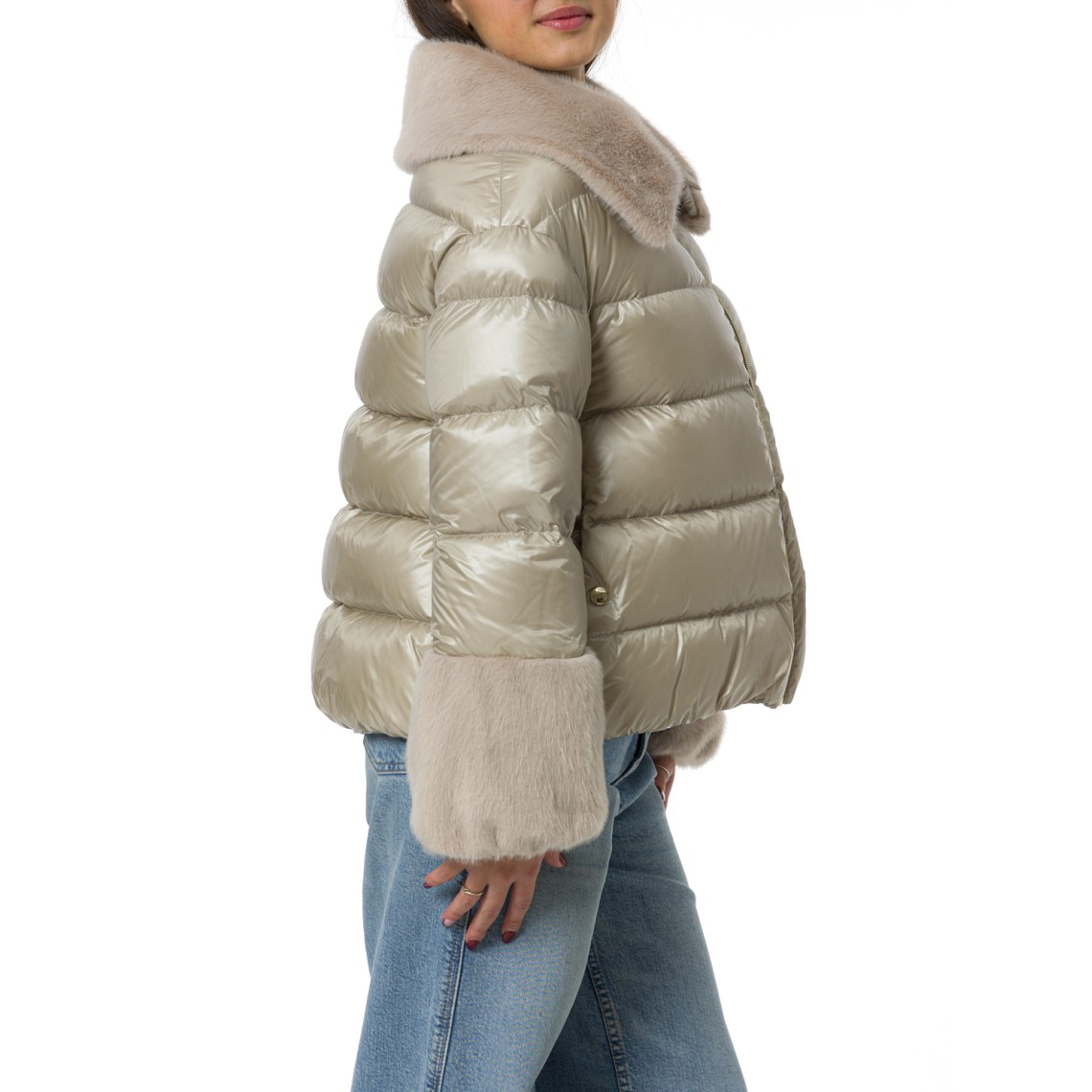 Giacca in nylon ultralight e lady alternative fur Herno bambina