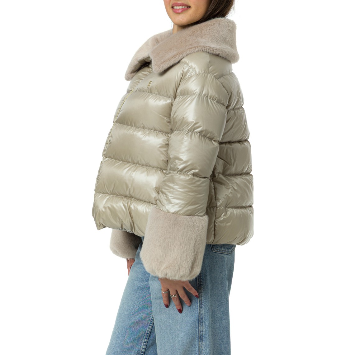 Giacca in nylon ultralight e lady alternative fur Herno bambina