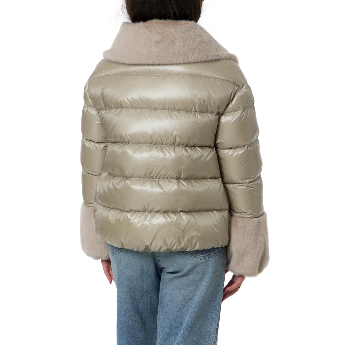 Giacca in nylon ultralight e lady alternative fur Herno bambina