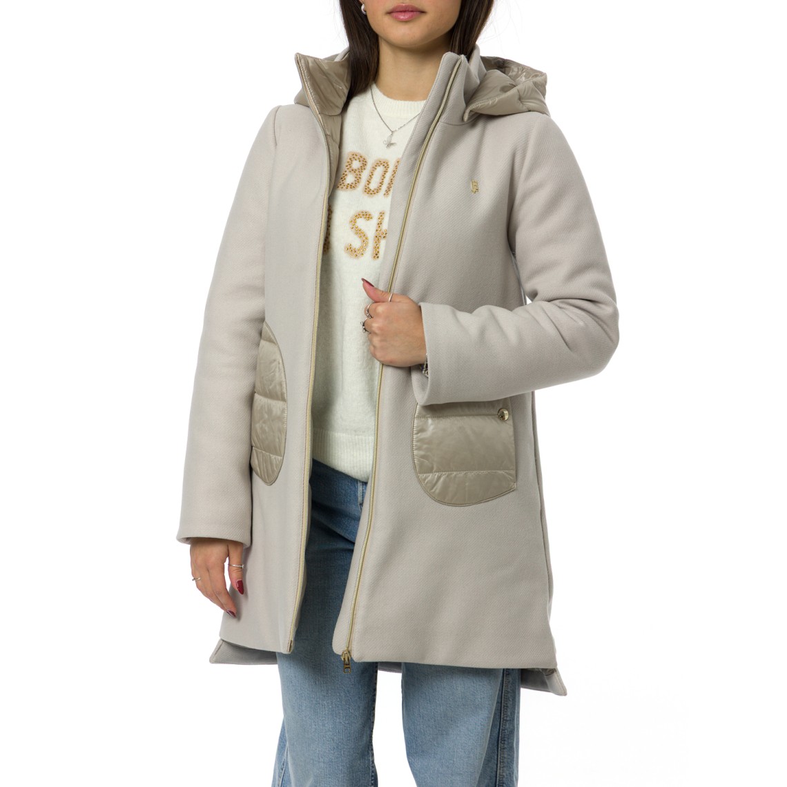 Cappotto Herno con cappuccio in Ecowool e nylon Ultralight bambina 