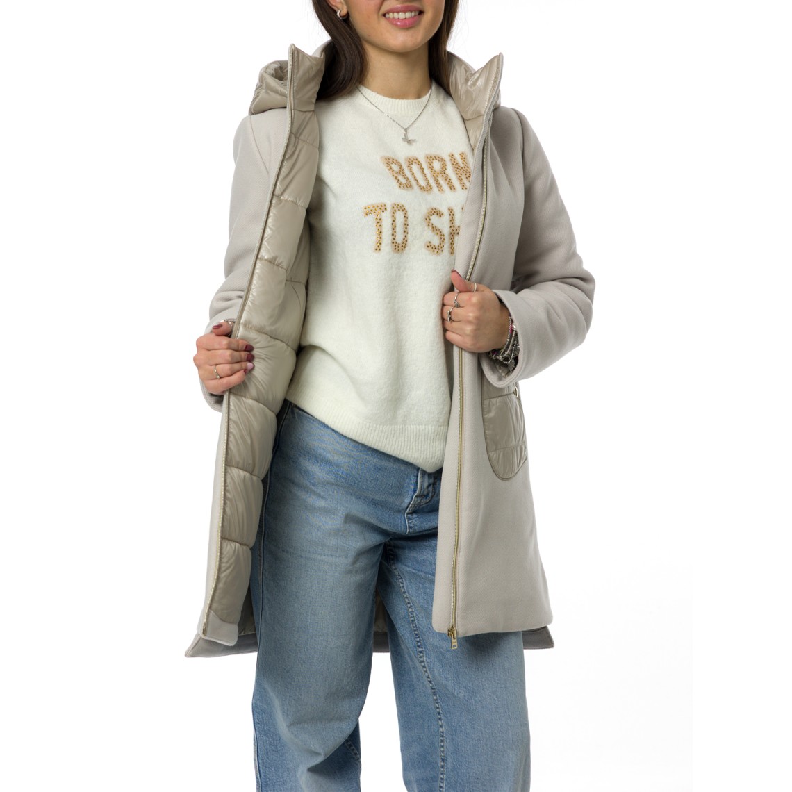 Cappotto Herno con cappuccio in Ecowool e nylon Ultralight bambina 
