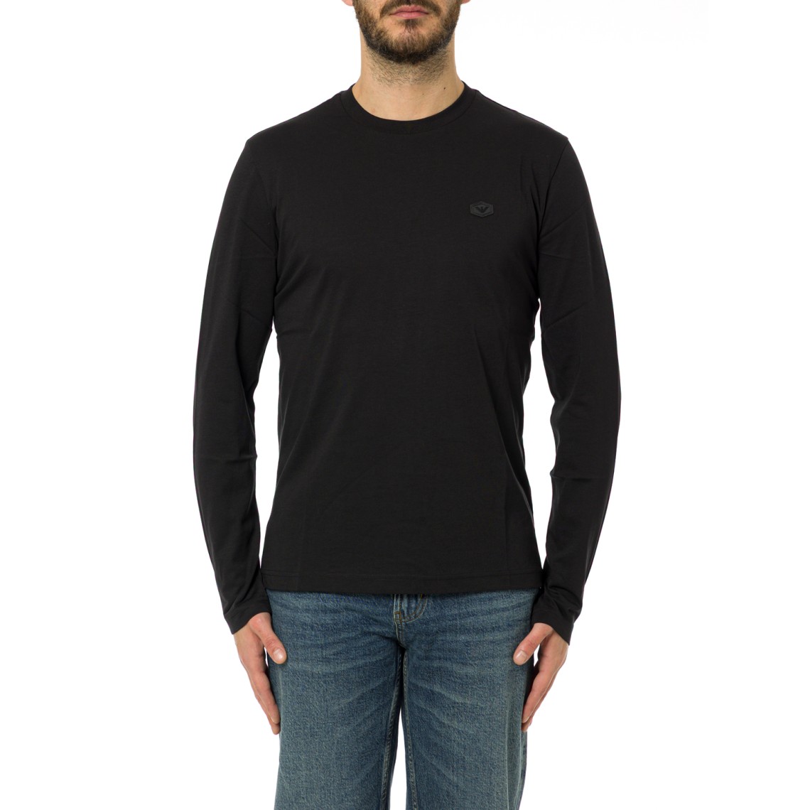 Maglia in jersey Supima con micro patch logo Emporio Armani