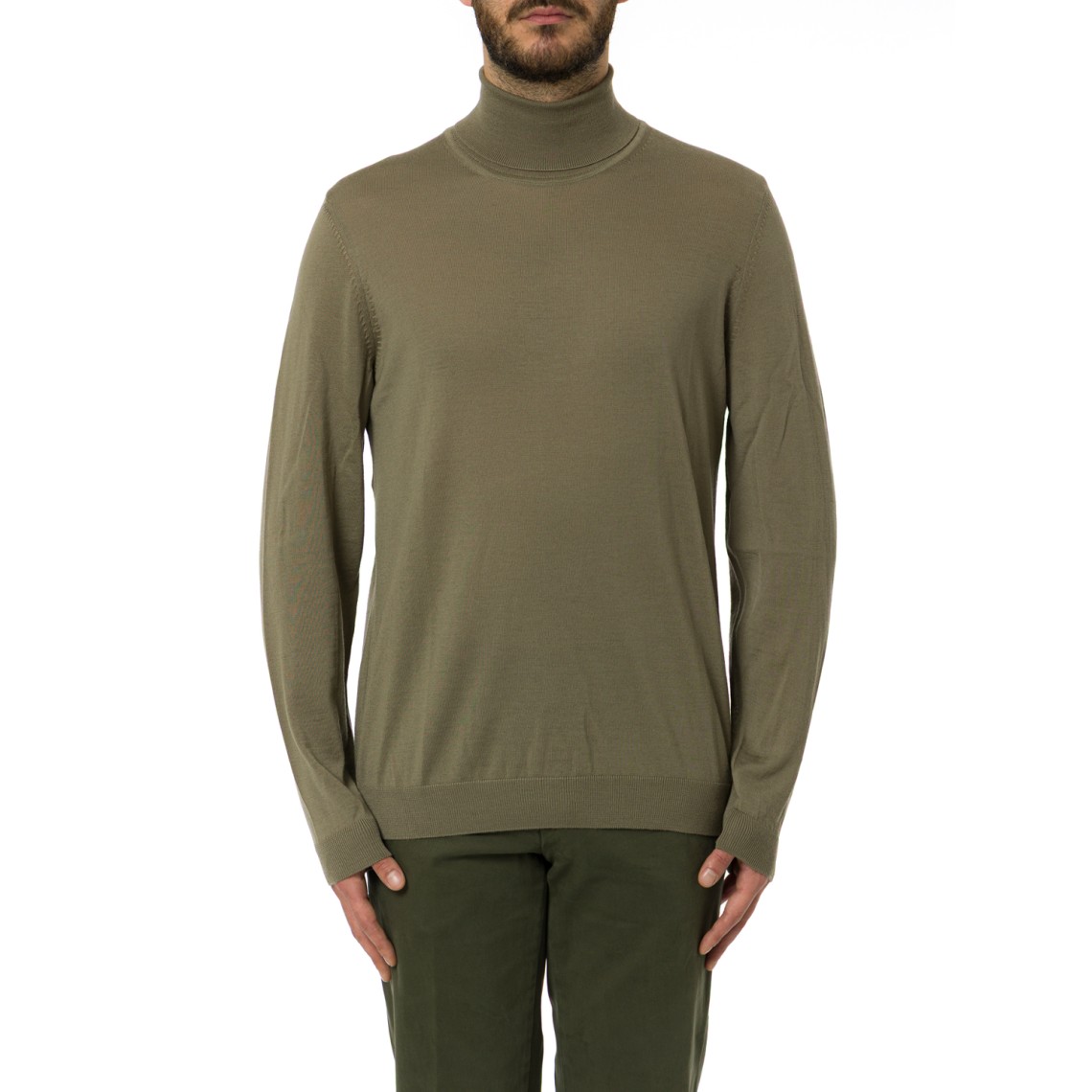 Maglione a collo alto in lana vergine Boss