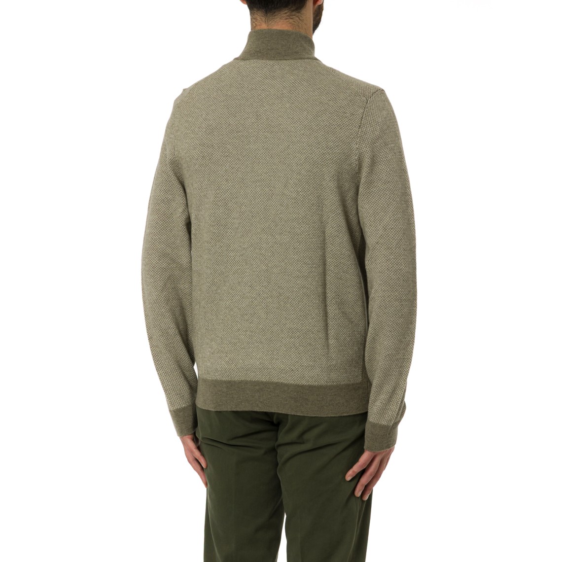 Cardigan con zip Boss in misto lana vergine e cotone