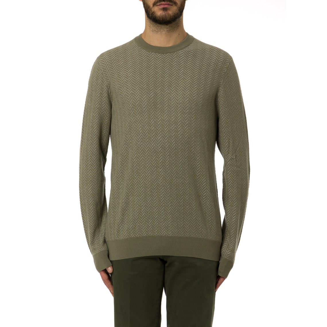 Maglia a girocollo basic Boss in lana vergine e cotone