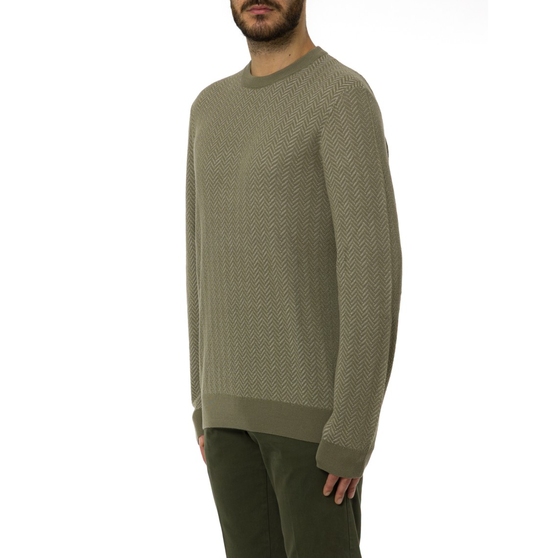 Maglia a girocollo basic Boss in lana vergine e cotone