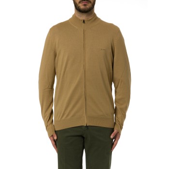 Maglia con zip e logo Boss