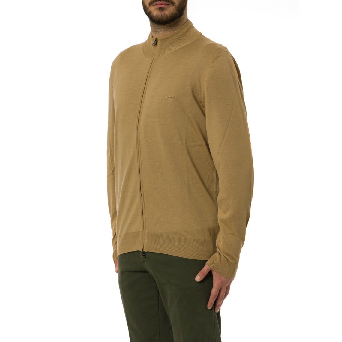 Maglia con zip e logo Boss