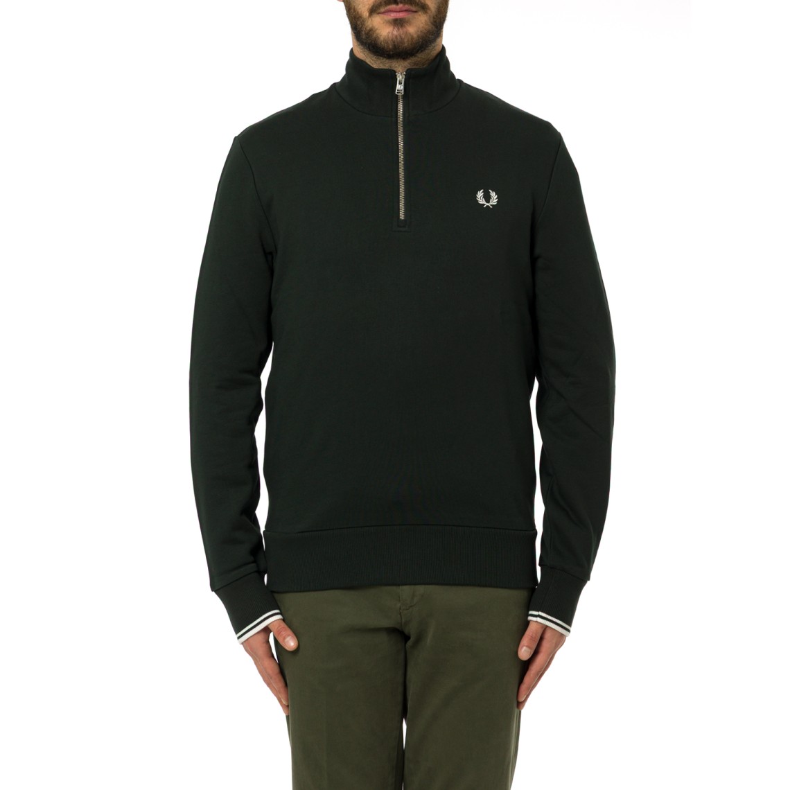 Felpa Fred Perry in misto cotone con zip e ricamo