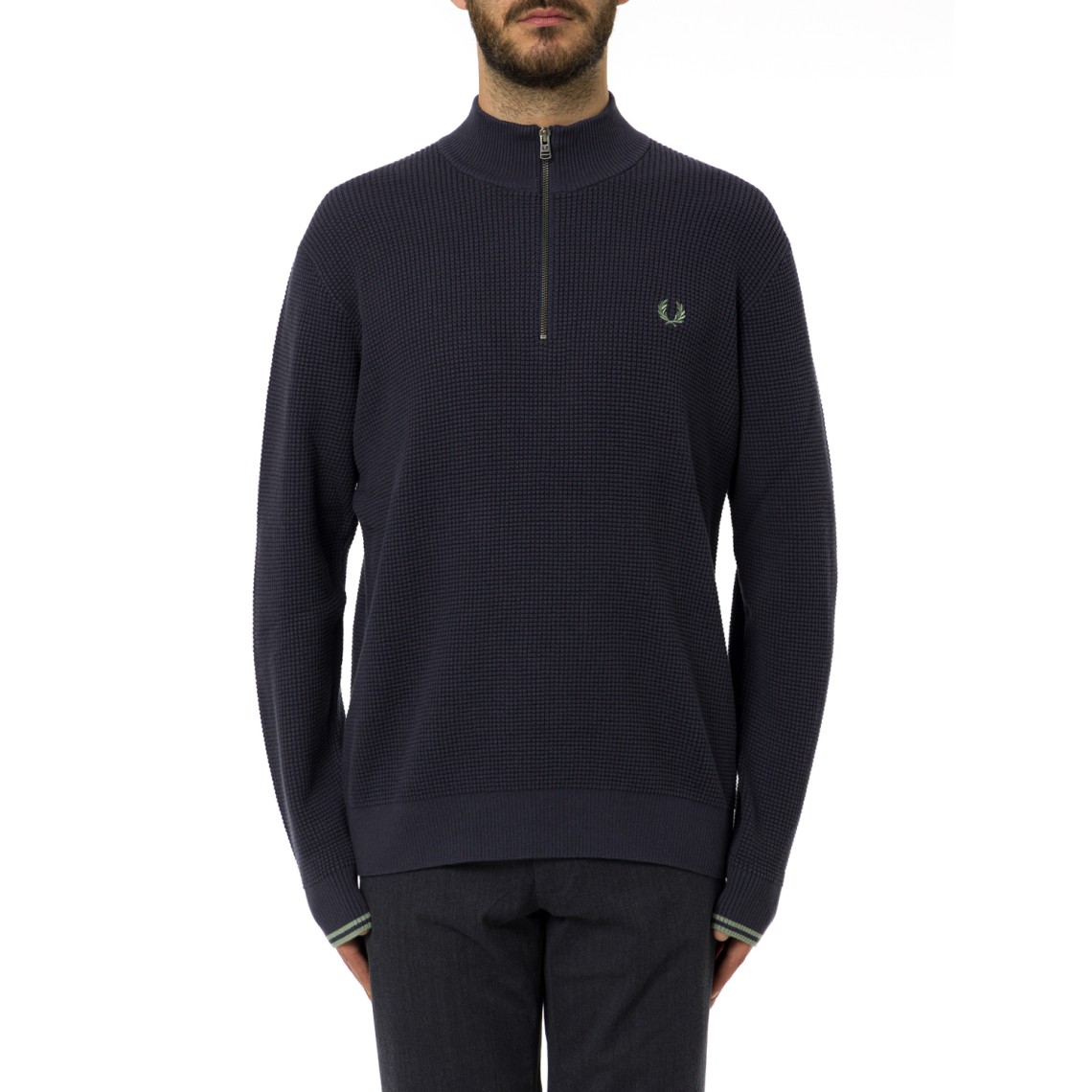 Maglia half-zip con logo ricamato Fred Perry