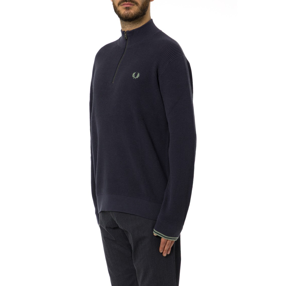 Maglia half-zip con logo ricamato Fred Perry