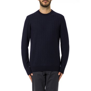 Maglia a girocollo basic Boss in lana vergine e cotone