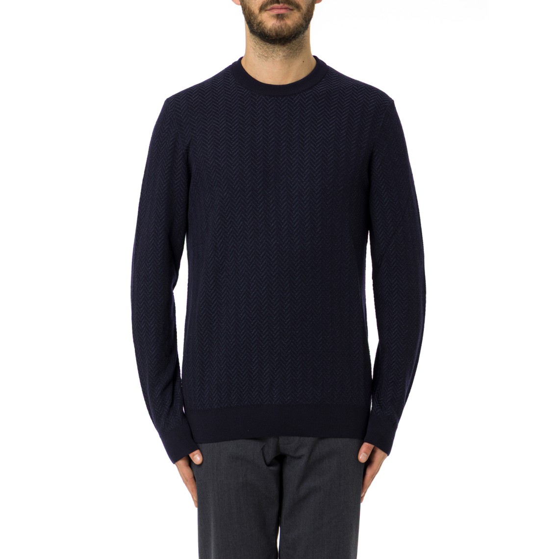 Maglia a girocollo basic Boss in lana vergine e cotone