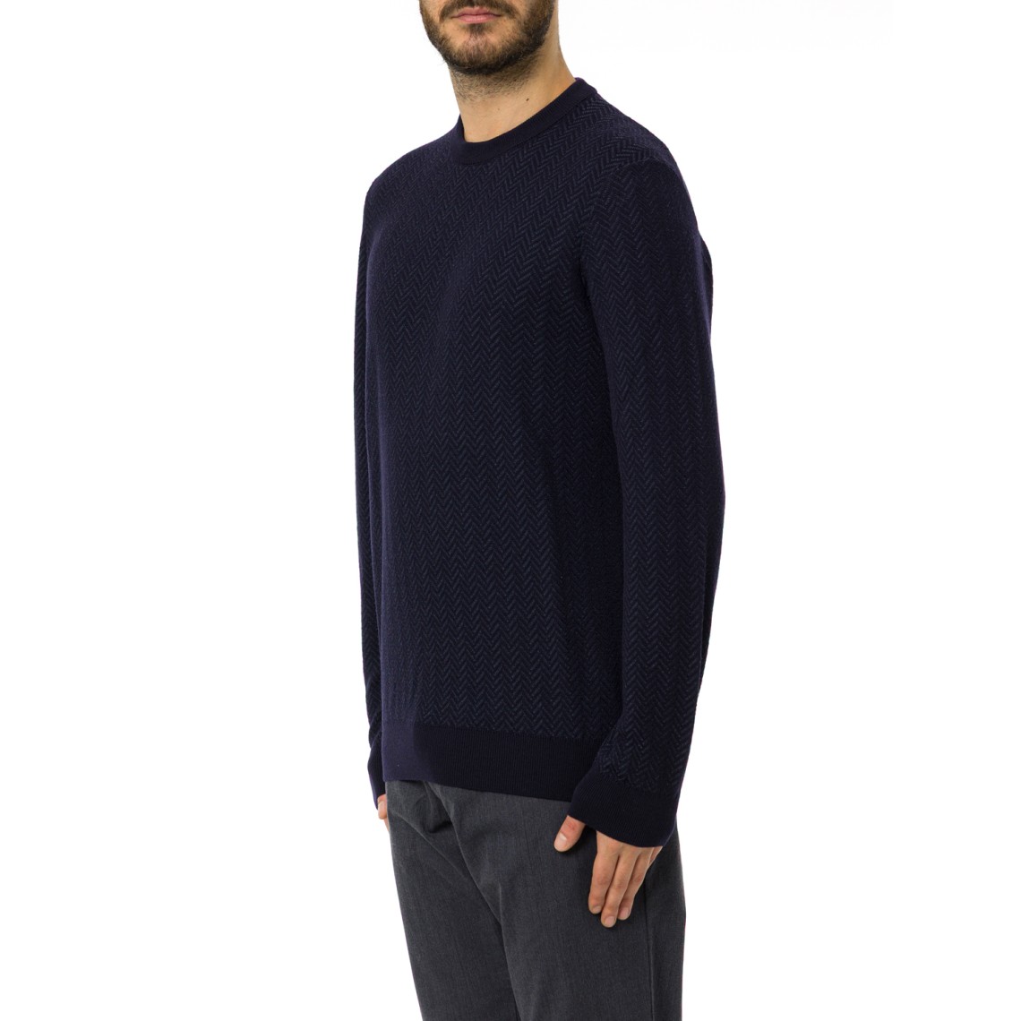 Maglia a girocollo basic Boss in lana vergine e cotone