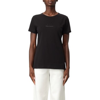 T-shirt in cotone con logo di strass Armani Exchange