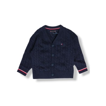 Cardigan in maglia intrecciata con logo Tommy Hilfiger