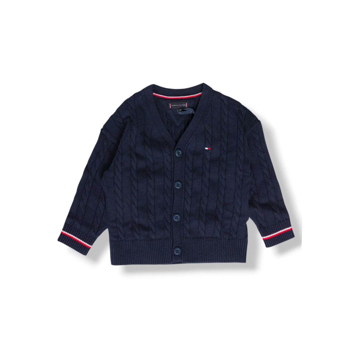 Cardigan in maglia intrecciata con logo Tommy Hilfiger
