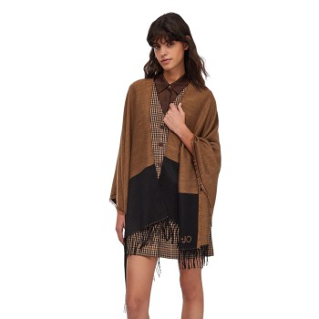 Poncho con logo e frange Liu Jo