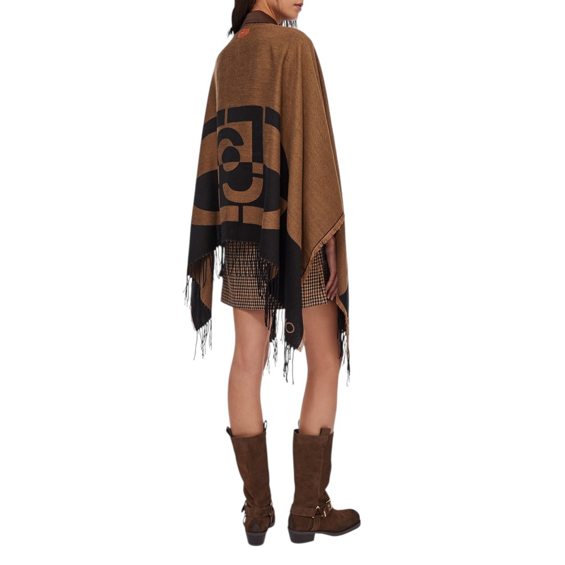 Poncho con logo e frange Liu Jo