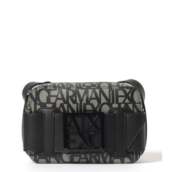 Borsa Armani Exchange in cotone spalmato con logo all over