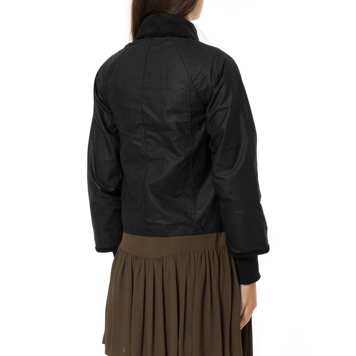 Giacca cerata Beadnell Barbour dal taglio crop