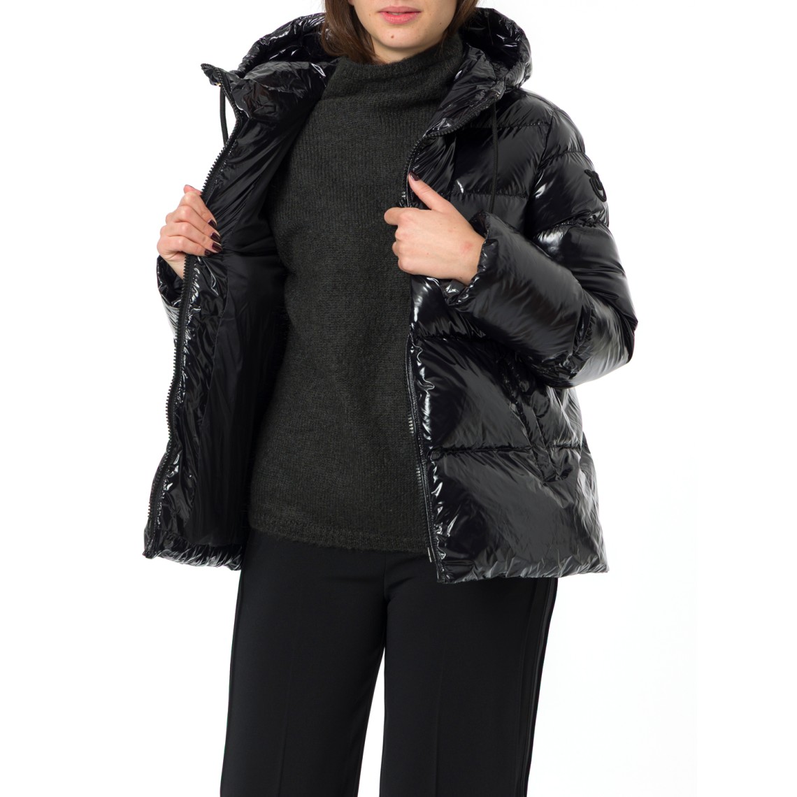 Piumino Eleodoro Caban Crystal nylon con cappuccio Pinko