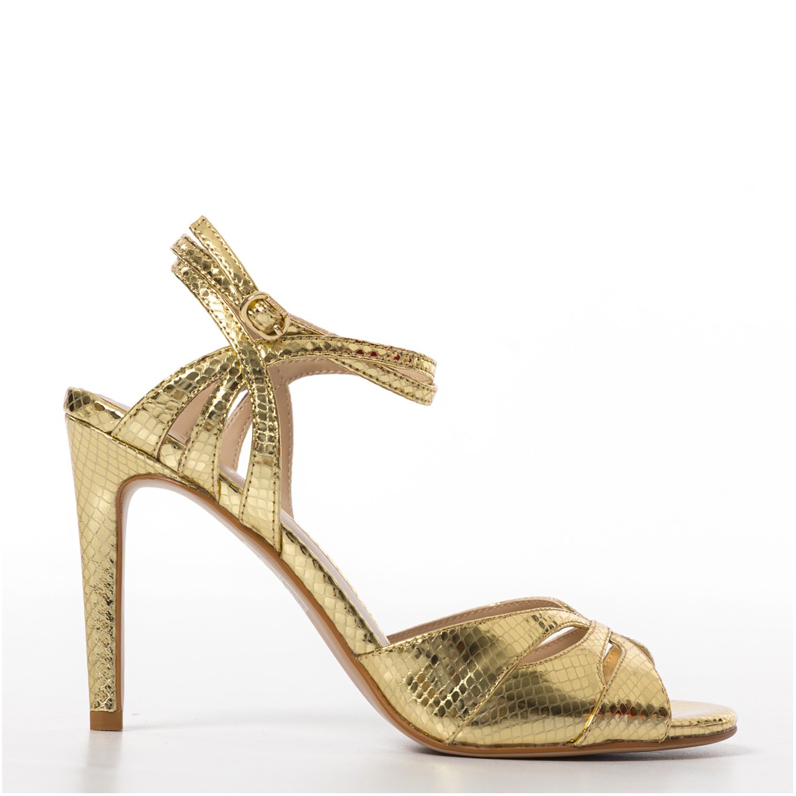 Sandali con tacco in pelle laminata Twinset