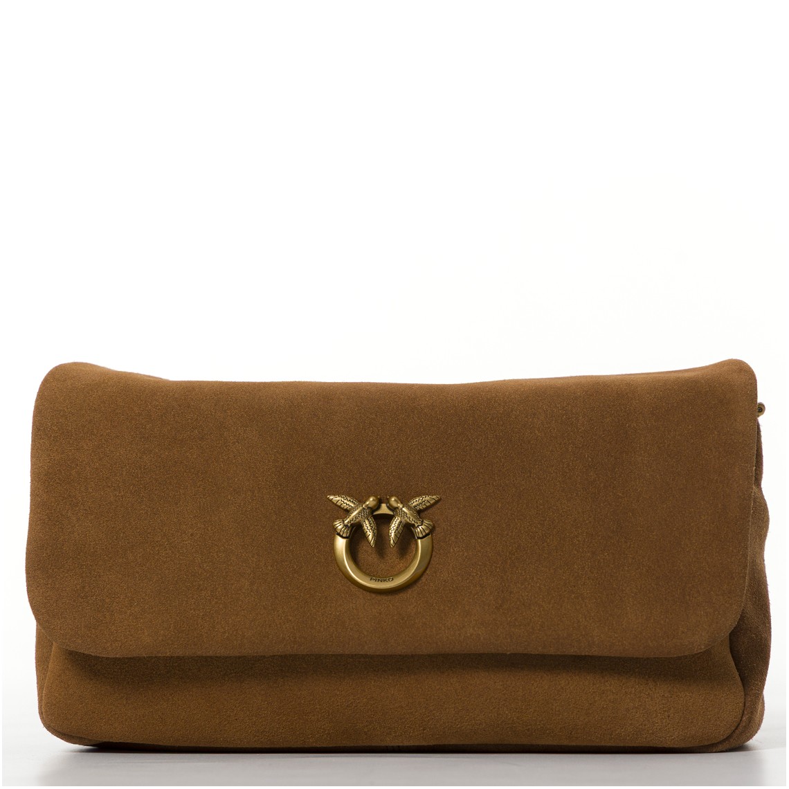 Borsa a tracolla media Love Bag Click Soft Horizontal Handle in suede Pinko