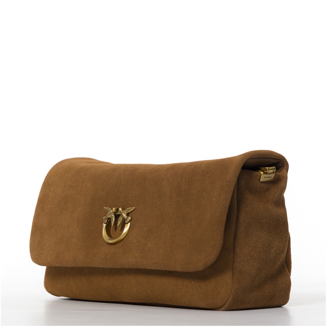 Borsa a tracolla media Love Bag Click Soft Horizontal Handle in suede Pinko