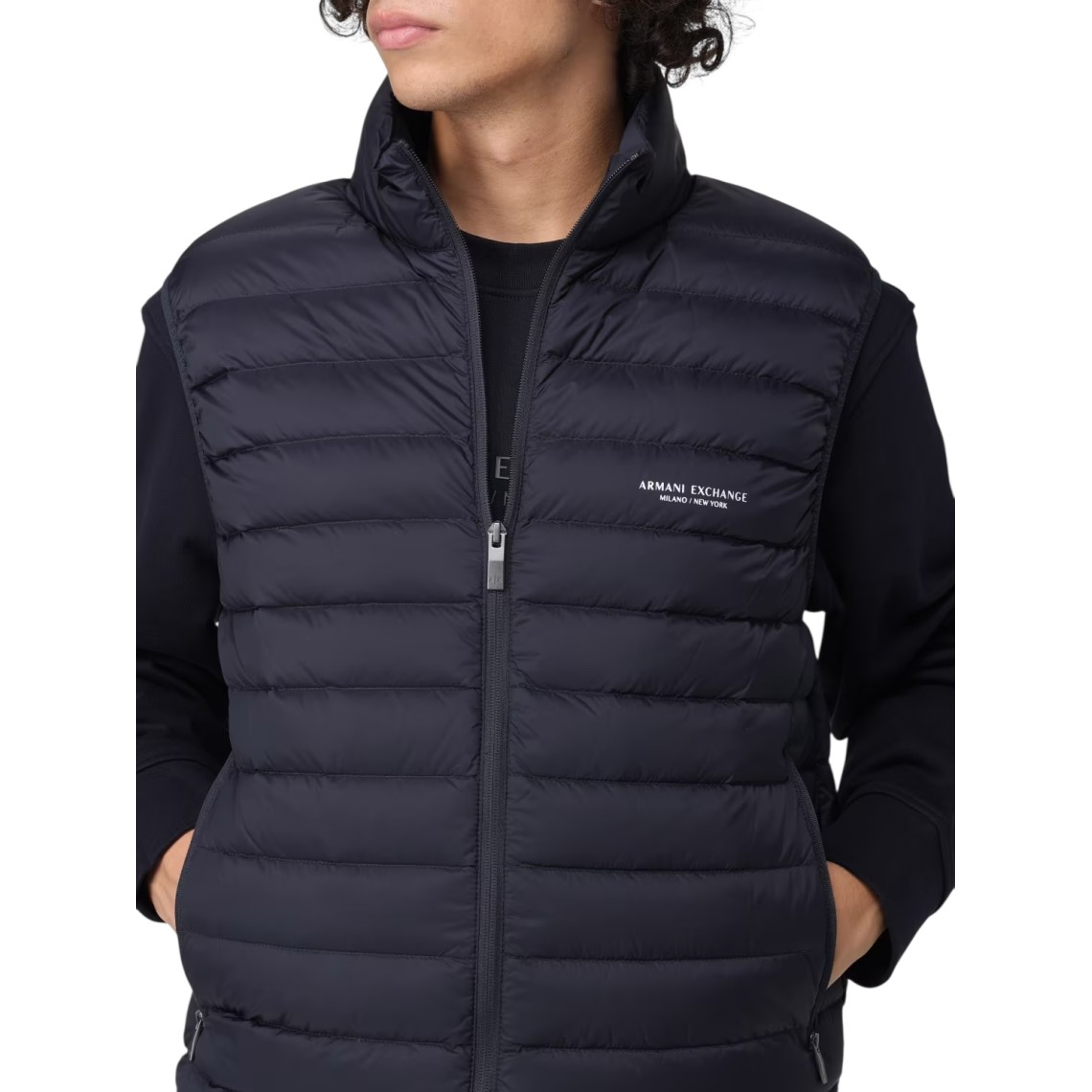Gilet imbottito in nylon con logo Armani Exchange