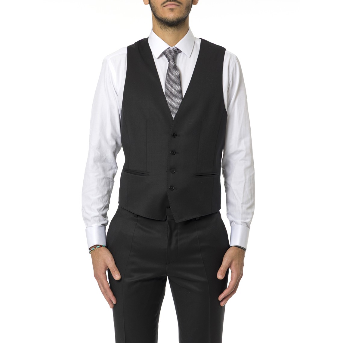 Gilet Boss slim fit in serge di lana vergine