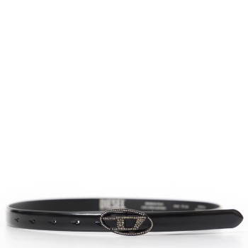 Cintura in pelle con fibbia strass Diesel 