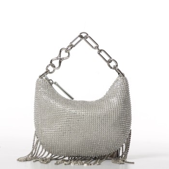 Borsa ‘Mini Croissant’ in strass con frange Twinset