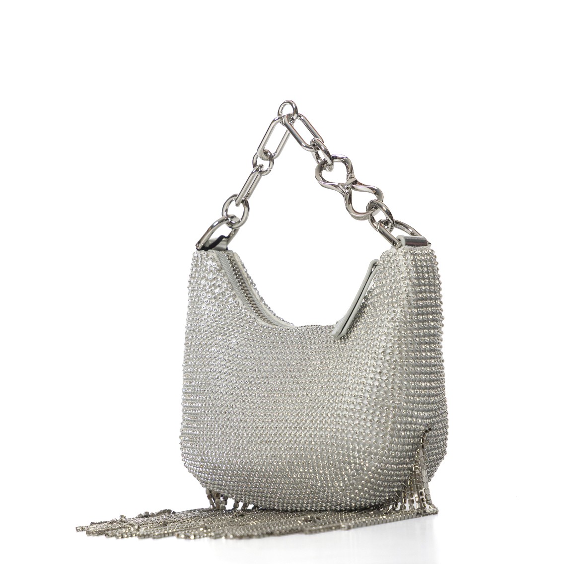 Borsa ‘Mini Croissant’ in strass con frange Twinset